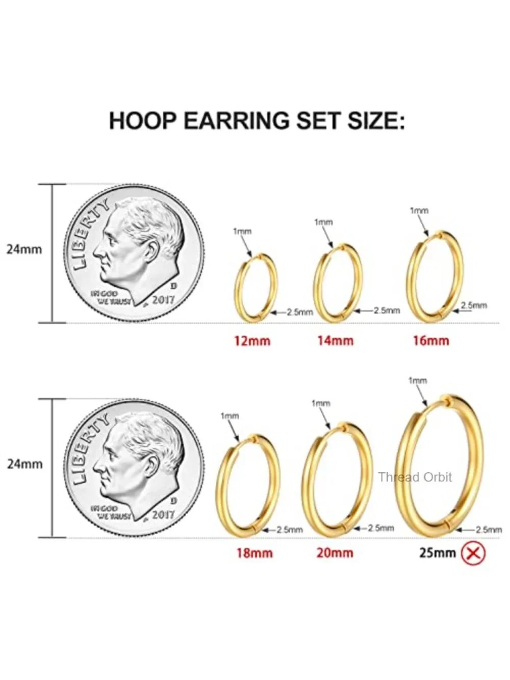 316L Surgical Stainless Steel Huggie Hoop Earrings Set - Hypoallergenic
